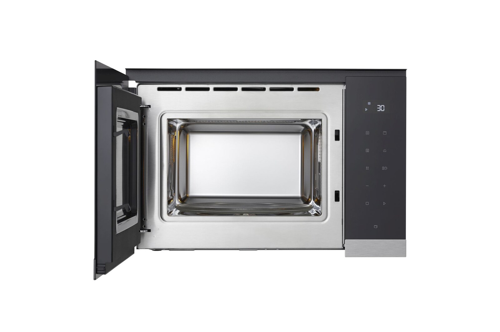 Foto frontale del forno microonde MG7Z2593D con sportello aperto